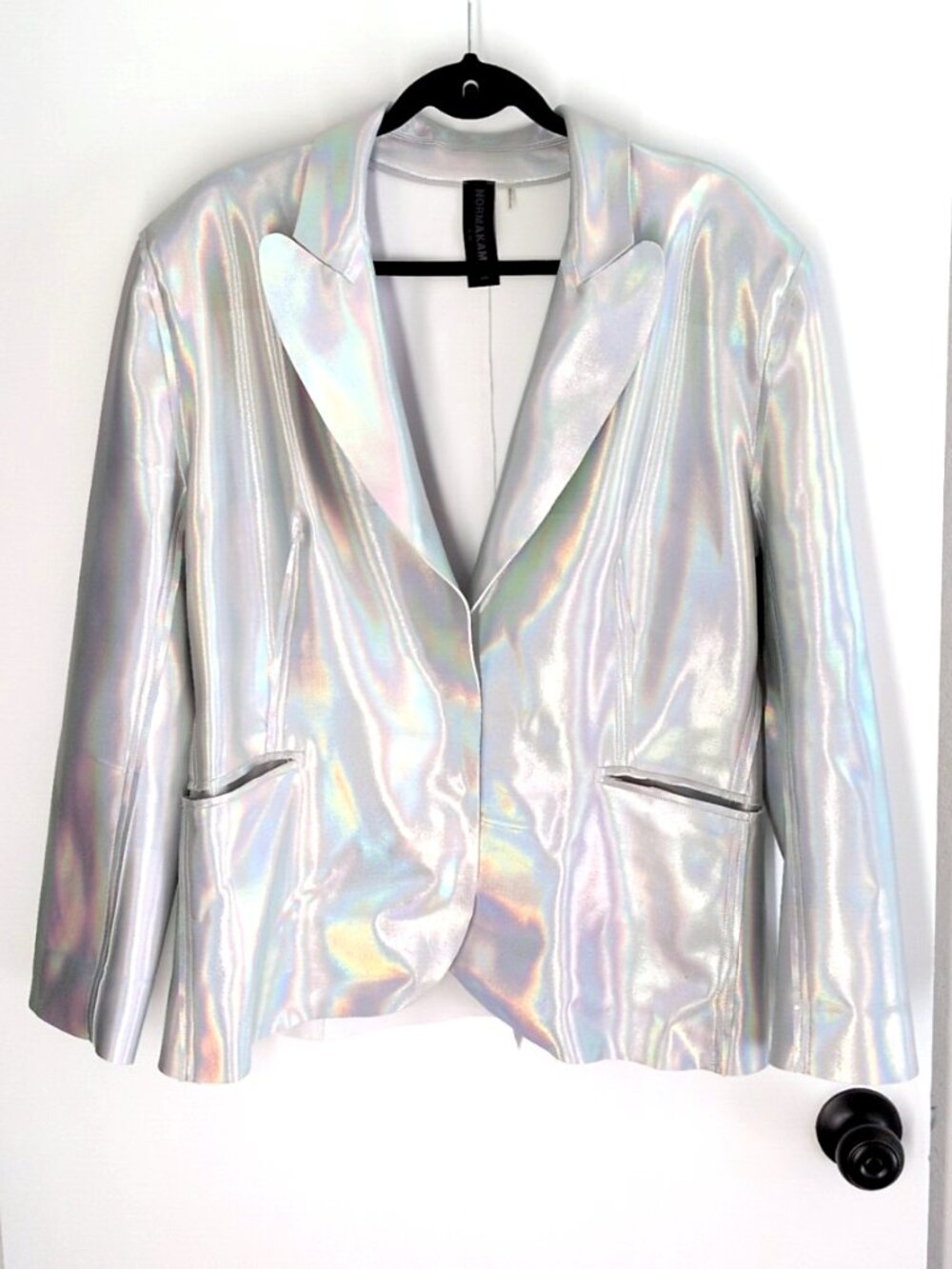Norma Kamali silver holographic blazer XL/42